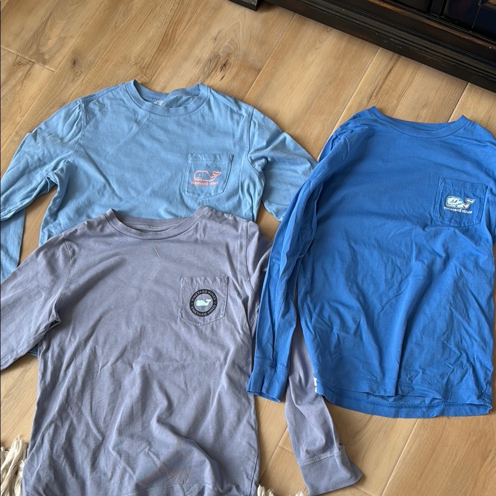 Set of 3 Vineyard Vines Long Sleeve Shirts - Blue and Gray